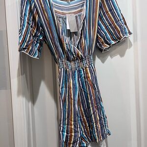 Striped‎ Multicolor V-Neck Romper